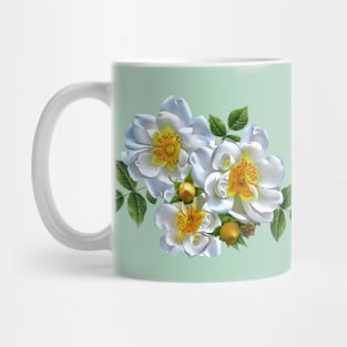 Yellow Rose Buds Sunny White Flowers Bridal Floral Arrangements Art Mug